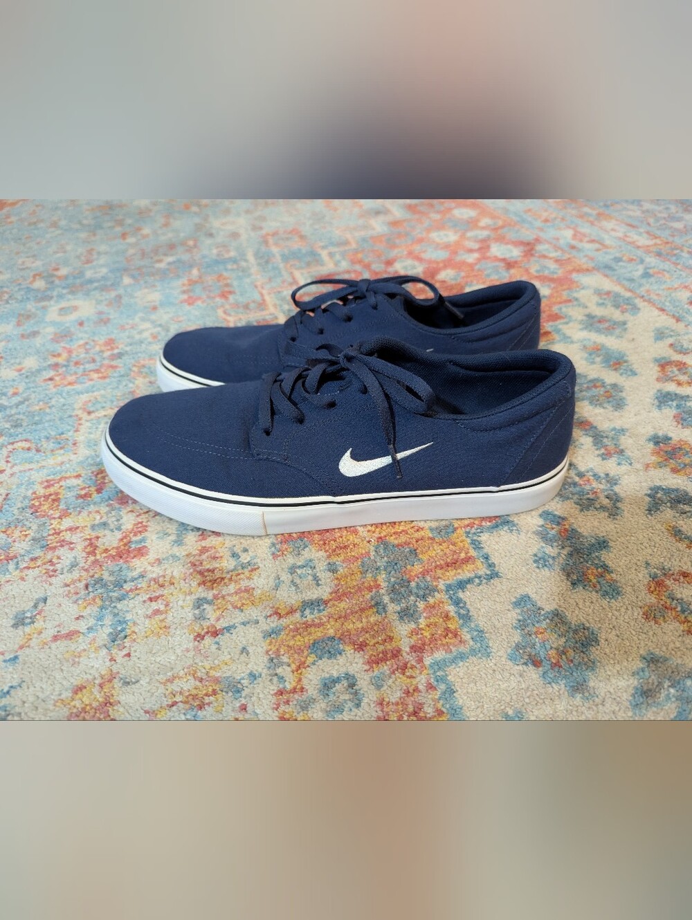 Nike Satire Canvas Men's 12 Skateboarding Shoe Navy White Embroidered Logo